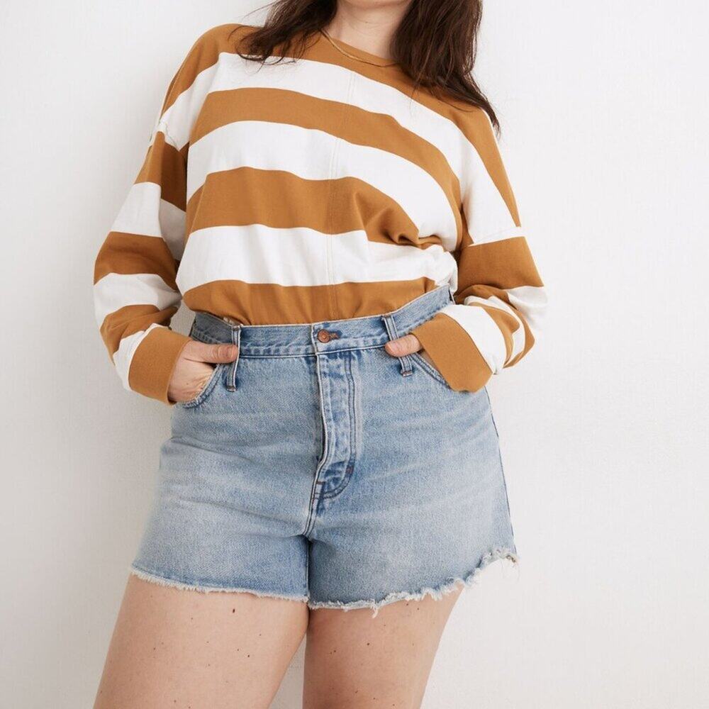 Madewell Relaxed Denim Shorts Raw Hem Cedarcroft Wash